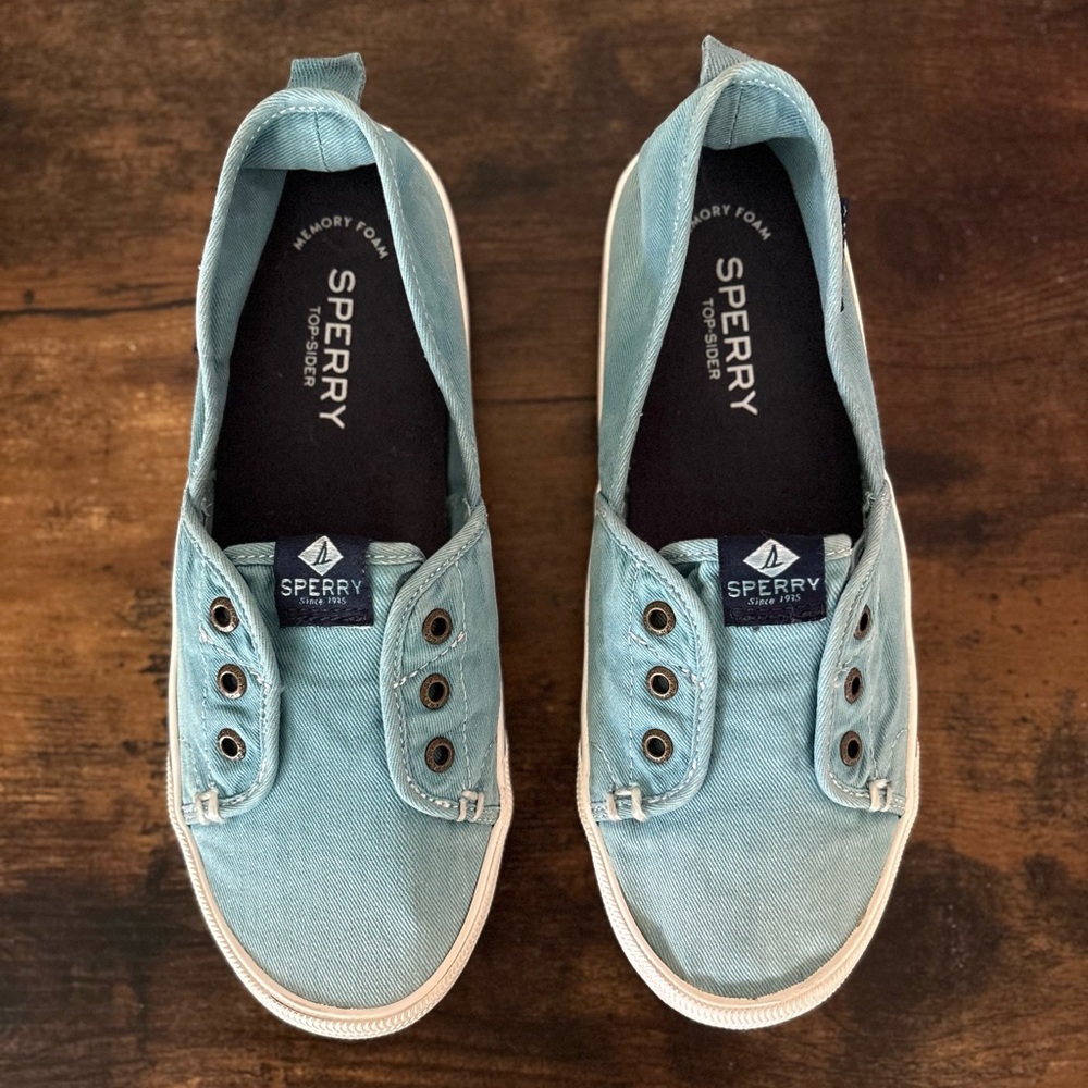 Sperry Light blue Top-Sider memory foam slip-on canvas boat shoes